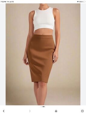 T Tahari Camel Brown High-Waist Pencil Skirt